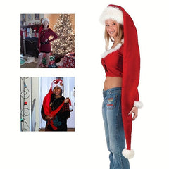 1pc Funny Unique Christmas Supplies Long Christmas Hat Plush Christmas Hat