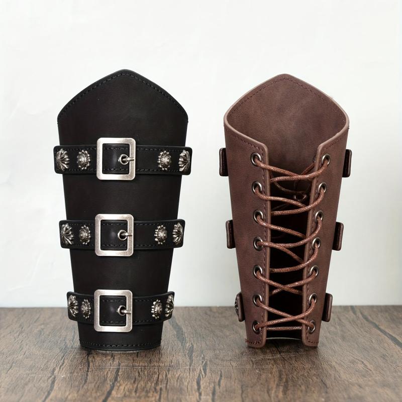 Medieval PU Leather Arm Bracers Knight LARP Renaissance Arm Guards