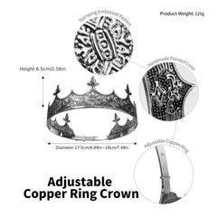 Adjustable King Crown Alloy Rhinestone Baroque Hair Accessories