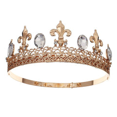 Adjustable King Crown Alloy Rhinestone Baroque Hair Accessories