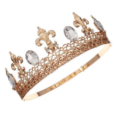 Adjustable King Crown Alloy Rhinestone Baroque Hair Accessories