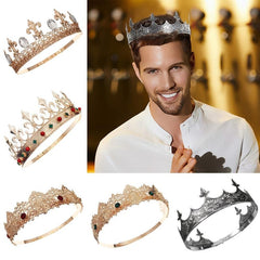 Adjustable King Crown Alloy Rhinestone Baroque Hair Accessories