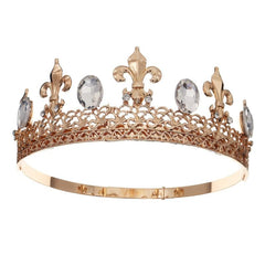 Adjustable King Crown Alloy Rhinestone Baroque Hair Accessories