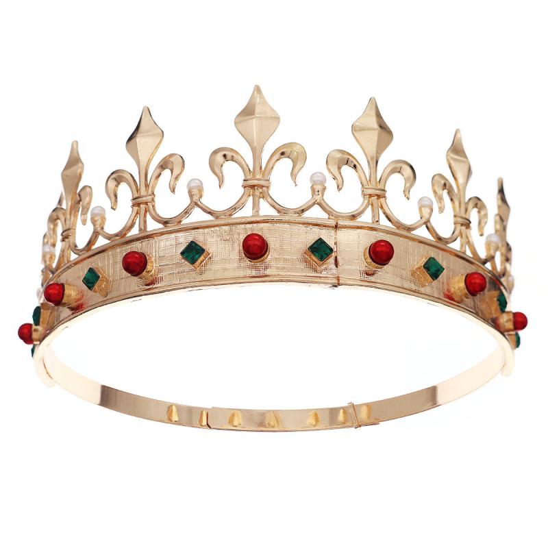 Adjustable King Crown Alloy Rhinestone Baroque Hair Accessories