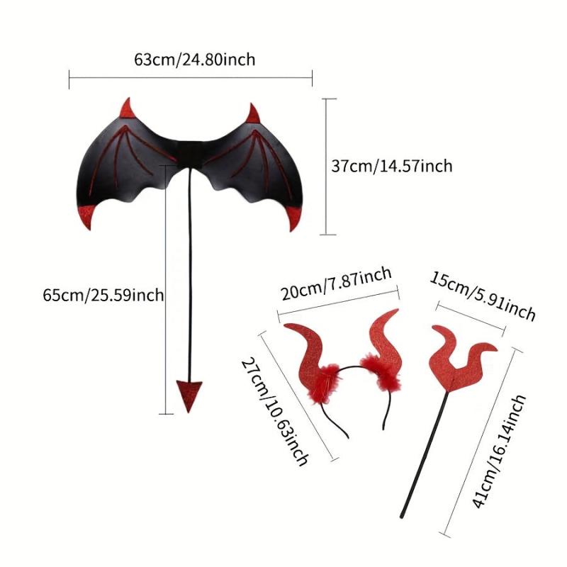 3pcs Devil Wings Suit For Halloween Party
