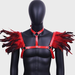 Halloween Leather Harness Feather Shoulder Costume Accessories