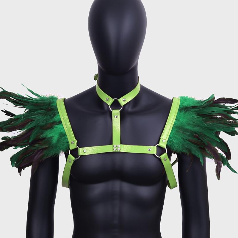 Halloween Leather Harness Feather Shoulder Costume Accessories