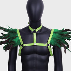Halloween Leather Harness Feather Shoulder Costume Accessories