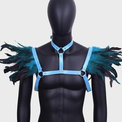 Halloween Leather Harness Feather Shoulder Costume Accessories
