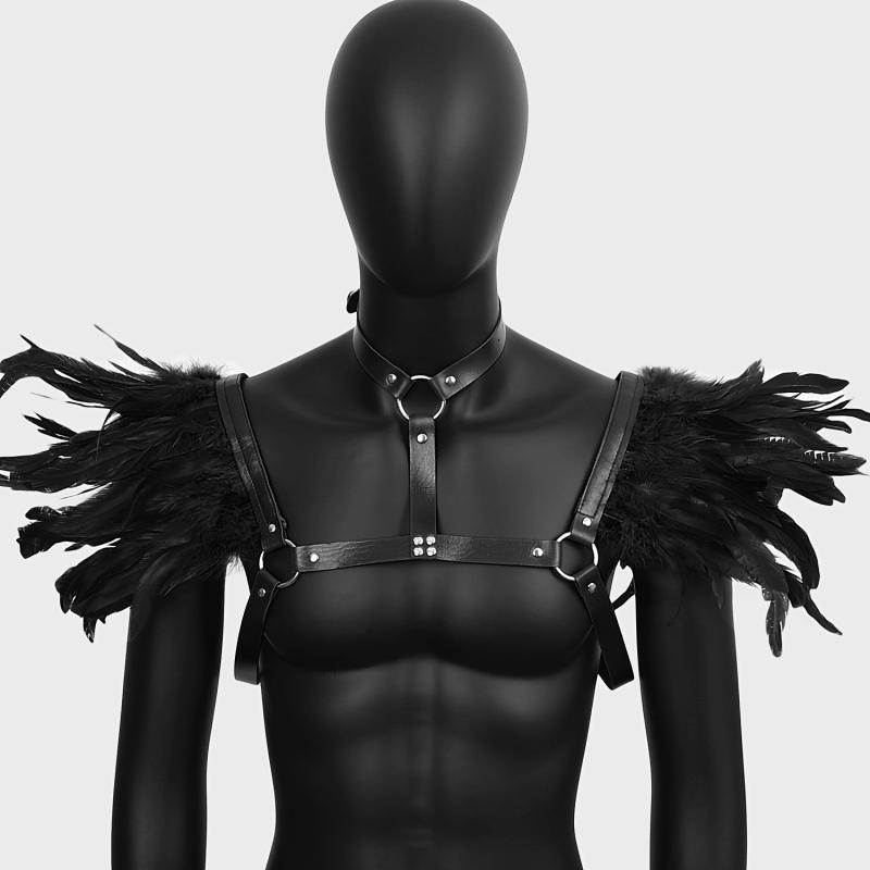 Halloween Leather Harness Feather Shoulder Costume Accessories