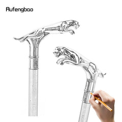 Silver Leopard Tail Walking Stick Party Decorative Cane Crosier Knob 36 61''