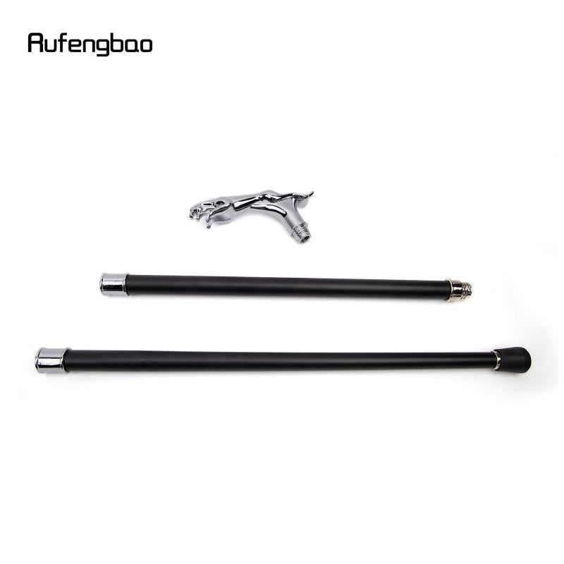 Silver Leopard Tail Walking Stick Party Decorative Cane Crosier Knob 36 61''