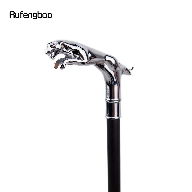 Silver Leopard Tail Walking Stick Party Decorative Cane Crosier Knob 36 61''