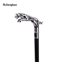 Silver Leopard Tail Walking Stick Party Decorative Cane Crosier Knob 36 61''