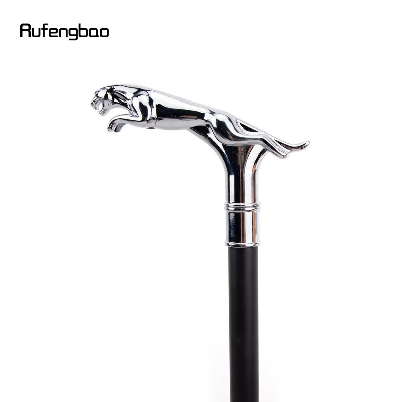 Silver Leopard Tail Walking Stick Party Decorative Cane Crosier Knob 36 61''