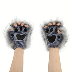 Cat Claw Gloves Plush Lolita Simulation Long Beast Claw Halloween Cosplay Props