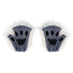 Cat Claw Gloves Plush Lolita Simulation Long Beast Claw Halloween Cosplay Props