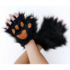Cat Claw Gloves Plush Lolita Simulation Long Beast Claw Halloween Cosplay Props