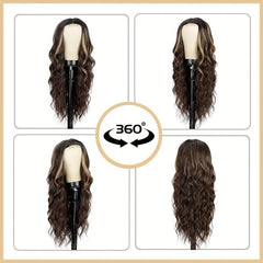 24in Long Curly Highlight Wig for Women Daily Party Cosplay Costume