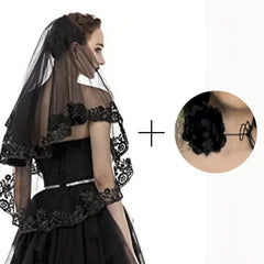 Halloween Lace Headband Rose Neck Decoration Bride Witch Headscarf