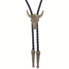 Men's Adjustable Calf Head Retro Shirt Chain Necklace Bolo Tie