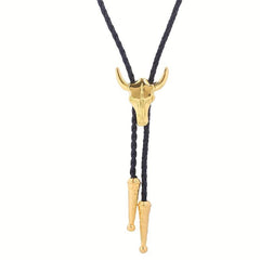 Men's Adjustable Calf Head Retro Shirt Chain Necklace Bolo Tie