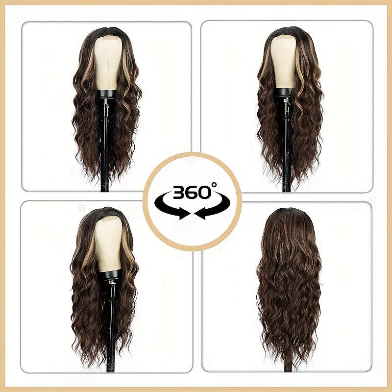 Women's Wavy Long Wig 24 Inch Curly Fluffy Heat Resistant Synthetic Wig