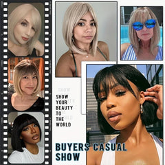 Short Blonde Bob Wigs Women Heat Resistant Synthetic Fiber Creamy Champaign