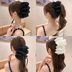 Girl's Mesh Bow Hair Clip with Rhinestone Ponytail Hair Claw