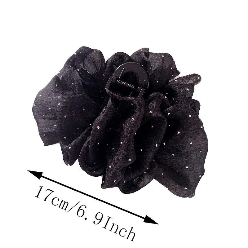 Girl's Mesh Bow Hair Clip with Rhinestone Ponytail Hair Claw