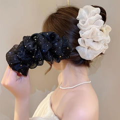 Girl's Mesh Bow Hair Clip with Rhinestone Ponytail Hair Claw