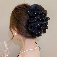 Girl's Mesh Bow Hair Clip with Rhinestone Ponytail Hair Claw