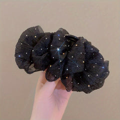 Girl's Mesh Bow Hair Clip with Rhinestone Ponytail Hair Claw