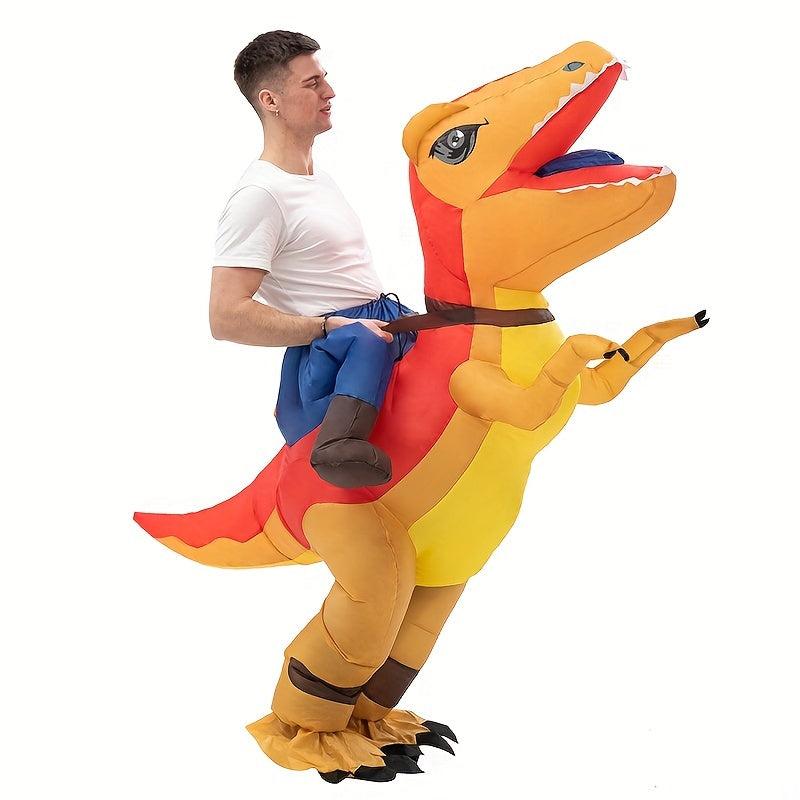 Riding Dinosaur Inflatable Halloween Costume Velociraptor & Tyrannosaurus