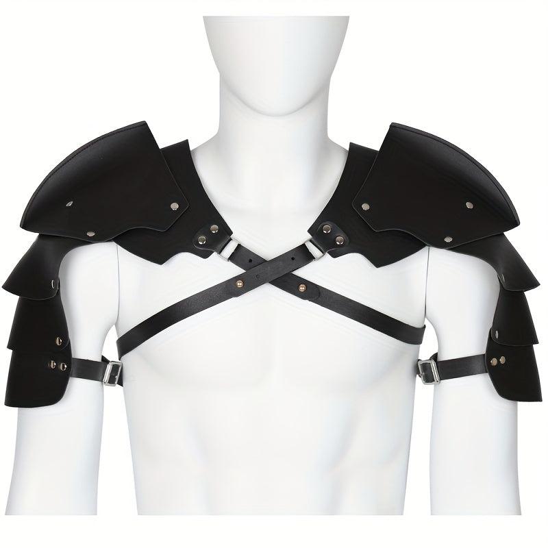 Steampunk Adjustable Men's Shoulder Armor Faux Leather Chest Strap