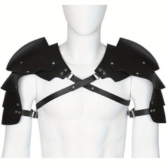 Steampunk Adjustable Men's Shoulder Armor Faux Leather Chest Strap
