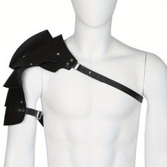 Steampunk Adjustable Men's Shoulder Armor Faux Leather Chest Strap