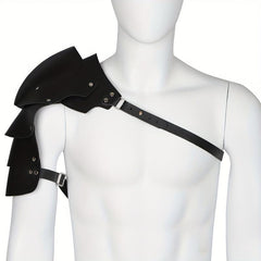 Steampunk Adjustable Men's Shoulder Armor Faux Leather Chest Strap