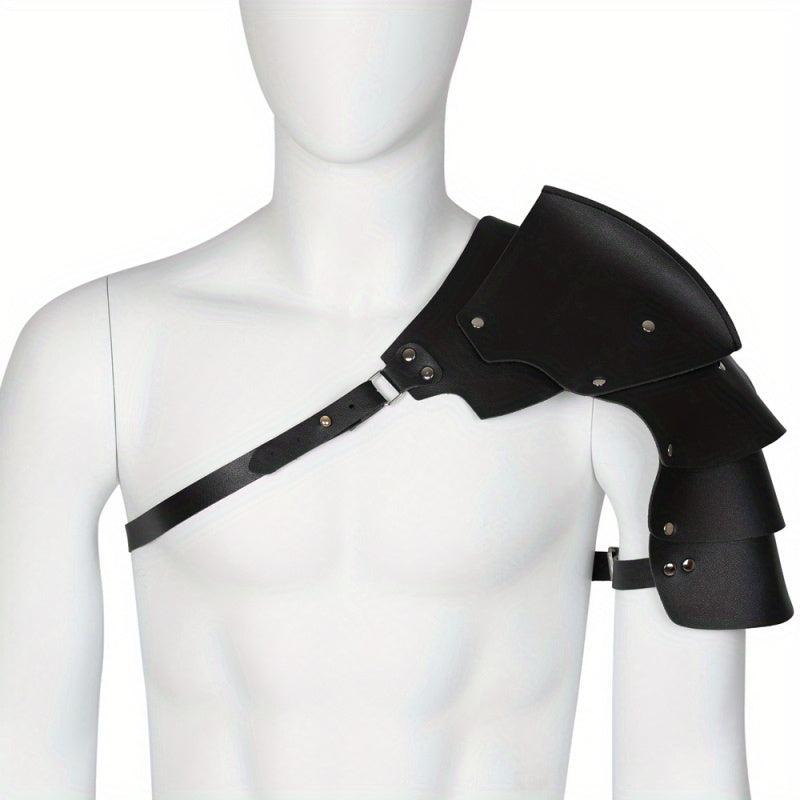 Steampunk Adjustable Men's Shoulder Armor Faux Leather Chest Strap