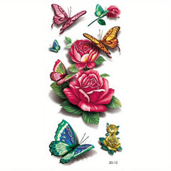 3D Print Animal Insect Flower Waterproof Tattoo Stickers