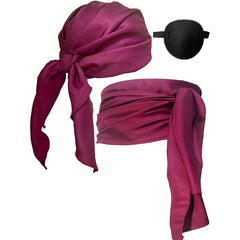 Men's Halloween Pirate Costume 3pcs Set Unisex Bandana Scarf Eye Mask