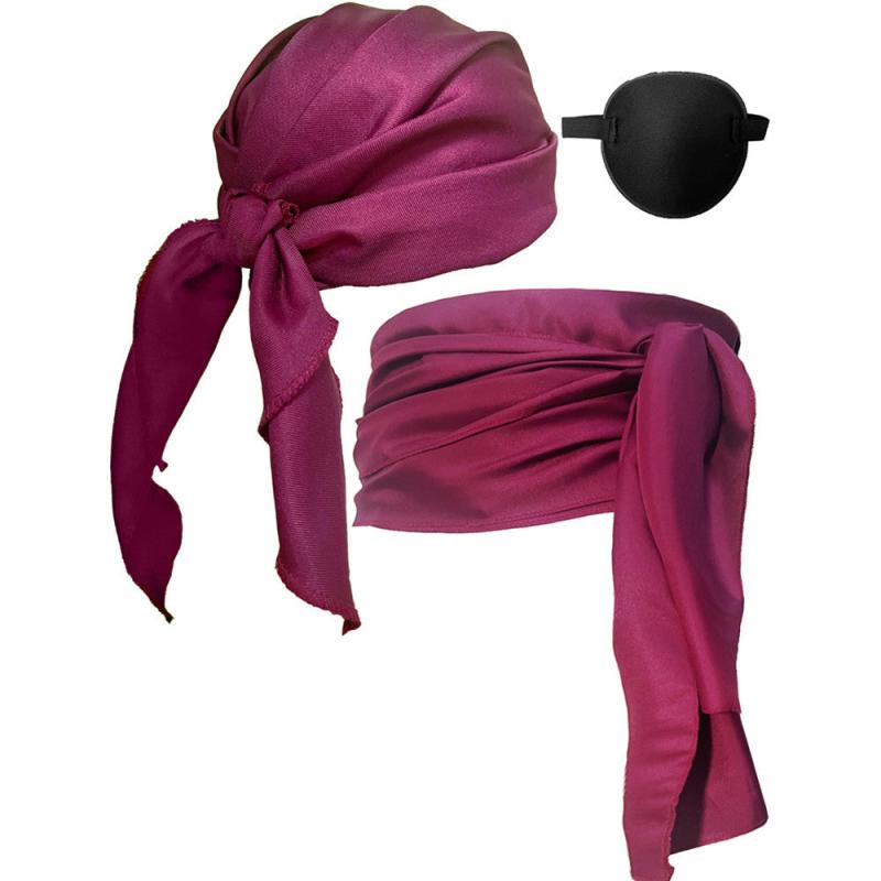 Men's Halloween Pirate Costume 3pcs Set Unisex Bandana Scarf Eye Mask