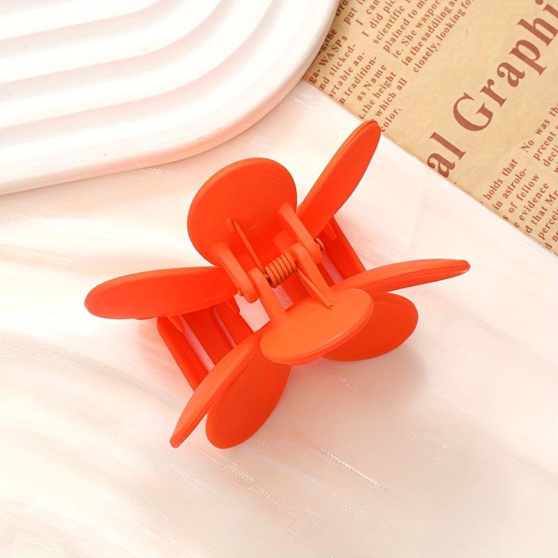 Matte Orange Flower Hair Claw Clip for Women Girls