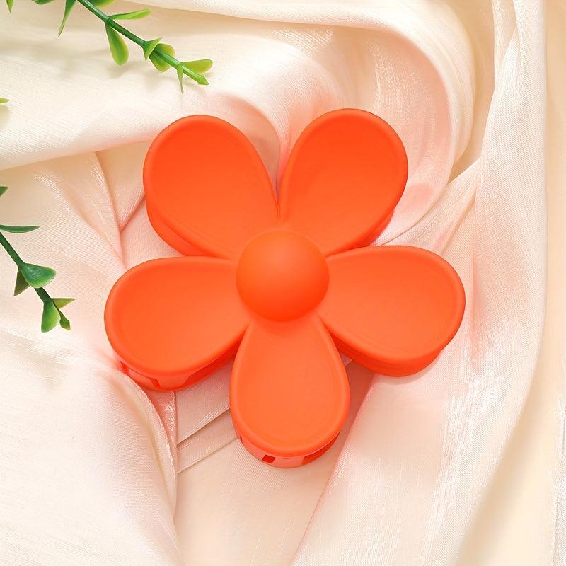 Matte Orange Flower Hair Claw Clip for Women Girls