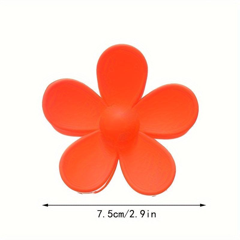 Matte Orange Flower Hair Claw Clip for Women Girls