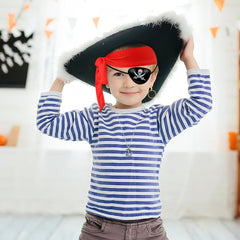 4Pcs Pirate Costume Eye Patch Bandana Necklace Earrings Set Halloween Cosplay