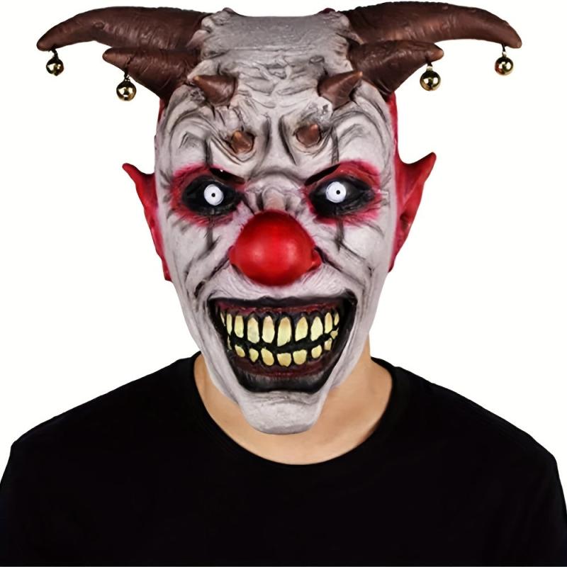 Horror Bell Clown Mask Cosplay Halloween Demon Party Clown Mask Costume Props