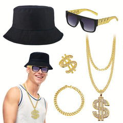 Hip Hop Costume Kit 80s 90s Rapper Gangster Accessories Set
