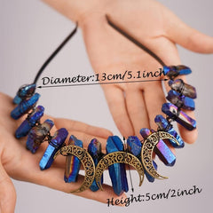 Dark Natural Crystal Moon Wicca Crown Headband