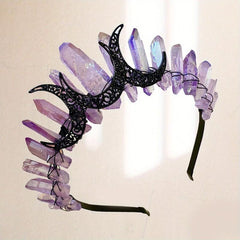 Dark Natural Crystal Moon Wicca Crown Headband